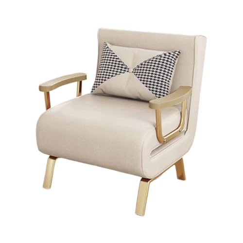 Convertible Sleeper Chair mit Armlehnen Schlafsessel Klappbarer Klappsessel mit Schlaffunktion, Relaxsessel Schlafstuhl Klappbett Gästebett(Beige,86x70x85cm) von Generic