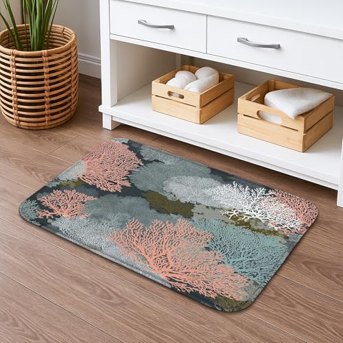 Coral Reef Badematte, schnell trocknend, nautische Ozeanwesen, weich, rutschfest, Duschvorleger, Sommer-Ozean-inspiriert, waschbar, Badezimmer-Dekoration, 40,6 x 61 cm Coral Reef Badematte, schnell trocknend, nautische Ozeanwesen, weich, rutschfest, Duschvorleger, Sommer-Ozean-inspiriert, waschbar, Badezimmer-Dekoration, 40,6 x 61 cm von Generic