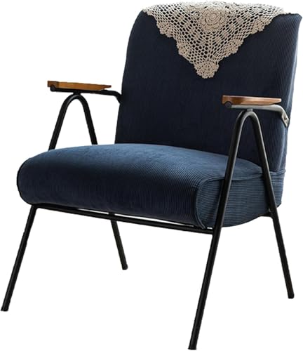 Cord Touch Sessel, Akzent Gepolstert Gepolsterter Einzelsofa Stuhl, Gepolsterter Stoff Eleganter Akzentstuhl, Retro Bequemer Gepolsterter Loungesessel Für Wohnzimmer Schlafzimme, Blue von Generic