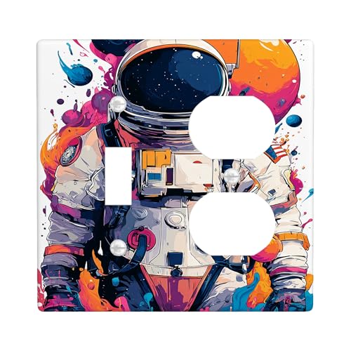 Cosmic Astronaut Lichtschalter-Abdeckplatten/Steckdosenabdeckungen, buntes Weltraumthema für Kinderzimmer, thermoplastische Wandplatten, Standardgröße, Kippschalter, Duplex Cosmic Astronaut Lichtschalter-Abdeckplatten/Steckdosenabdeckungen, buntes Weltraumthema für Kinderzimmer, thermoplastische Wandplatten, Standardgröße, Kippschalter, Duplex von Generic