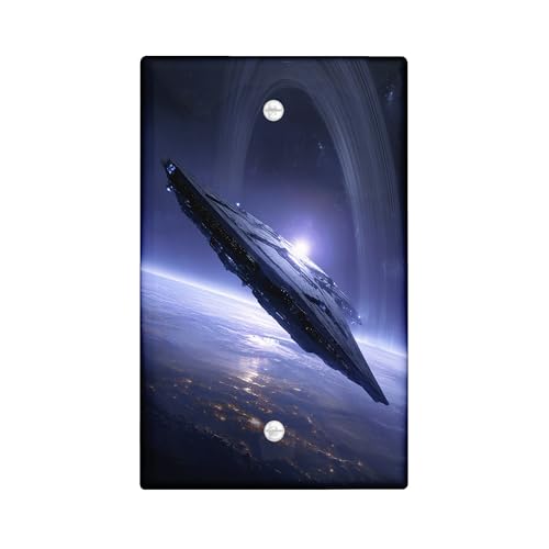 Cosmic Space Lichtschalter-Abdeckplatten/Steckdosenabdeckungen, galaktisches blaues Raumschiff-Design für Raumdekoration, Polycarbonat-Wandplatten, Standard-Größe, Blanko-Abdeckplatte von Generic