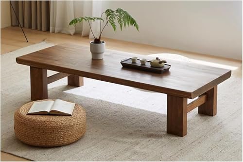 Couchtisch Aus Massivholz Im Japanischen Stil, Tatami-Tisch Aus Holz, Niedriger Tisch, Holzbodentisch, Balkon-teetisch Mit Wasserdichter Tischplatte Und Robusten Beinen, A, 120x60x38cm von Generic