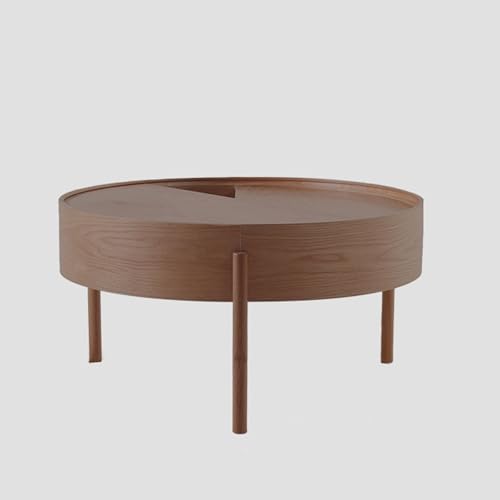 Couchtisch Rund Mit Drehbarer Tischplatte Wohnzimmertisch Mit Verstecktem Stauraum Mitteltische Beistelltisch Für Zuhause Büro Schlafzimmer(Walnut) von Generic