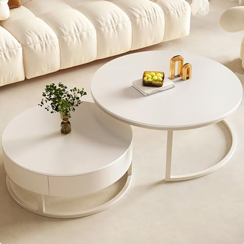 Couchtisch aus Holz für das Wohnzimmer mit Stauraum, rund, Naturholz, einfache Montage – perfekt für das Home-Office von Generic