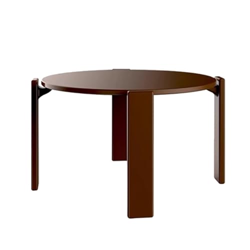 Couchtische Rund Mittelalterlicher Stil Massivholz Wohnzimmertische Dicke Tischplatte Abgerundete Ecken Stabil und Belastbar Stubentisch Wohnzimmer, Schlafzimmer(Brown) von Generic