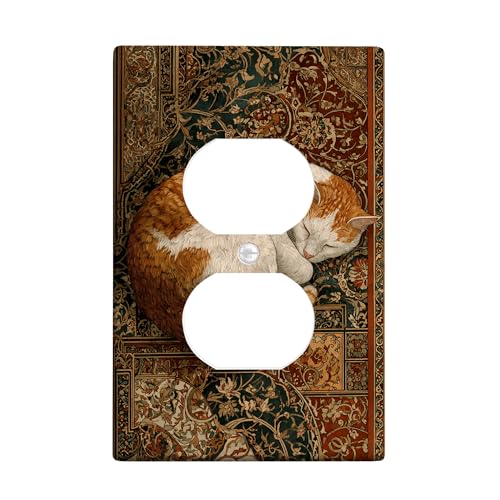 Cozy Cat Lichtschalter-Abdeckplatten/Steckdosenabdeckungen, warme Brauntöne für Heimdekoration, Thermoplastische Wandplatten, Standardgröße, Einzel-Duplex-Steckdose Cozy Cat Lichtschalter-Abdeckplatten/Steckdosenabdeckungen, warme Brauntöne für Heimdekoration, Thermoplastische Wandplatten, Standardgröße, Einzel-Duplex-Steckdose von Generic