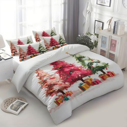Creme Bettwäsche Set 135 x 200 cm Weihnachtsbaumgeschenke, Wende Motiv Microfaser mit Reißverschluss Bettbezug, für Allergiker geeignet Creme Bettwäsche Set 135 x 200 cm Weihnachtsbaumgeschenke, Wende Motiv Microfaser mit Reißverschluss Bettbezug, für Allergiker geeignet von Generic