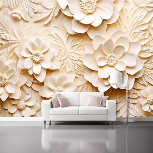 Creme Fototapete 3D Effekt Vliestapeten, 3D Relief Pflanzen und Blumen Schlafzimmer Wohnzimmer Dekoration Fototapeten - 400 x 280 cm Moderne Kinderzimmer Büro Flur Wanddeko Wandtapete Creme Fototapete 3D Effekt Vliestapeten, 3D Relief Pflanzen und Blumen Schlafzimmer Wohnzimmer Dekoration Fototapeten - 400 x 280 cm Moderne Kinderzimmer Büro Flur Wanddeko Wandtapete von Generic