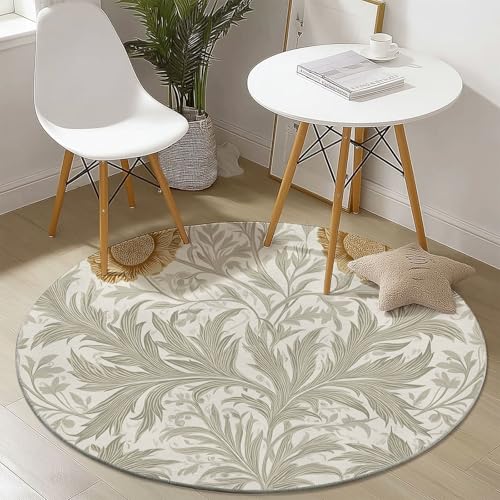 Creme Runder Teppich Wohnzimmer, William Morris Blatt Sonnenblume Muster Kurzflor Anti-Rutsch Teppiche für Wohnzimmer Schlafzimmer Esszimmer Kamin, 150 x 150 cm Sommer Teppich Dekoration Creme Runder Teppich Wohnzimmer, William Morris Blatt Sonnenblume Muster Kurzflor Anti-Rutsch Teppiche für Wohnzimmer Schlafzimmer Esszimmer Kamin, 150 x 150 cm Sommer Teppich Dekoration von Generic