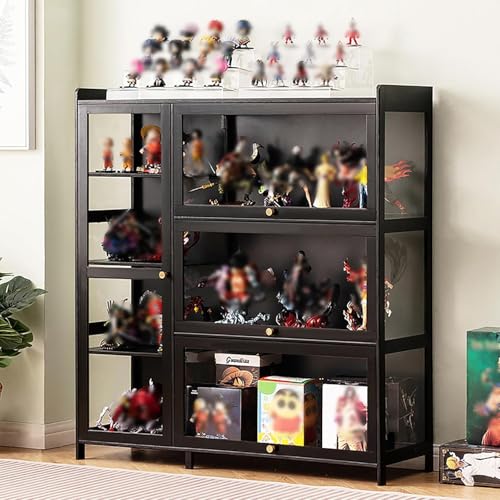Curio Vitrine Curio Vitrine Vitrinen Für Sammlerstücke Vitrine Glas Vitrine Curio Cabinet Figur Vitrine Schrank China Schrank Aufbewahrungsschrank, Black, 100×33×111cm/39.3×13×43.7in von Generic