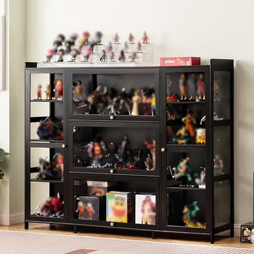 Curio Vitrine Curio Vitrine Vitrinen Für Sammlerstücke Vitrine Glas Vitrine Curio Cabinet Figur Vitrine Schrank China Schrank Aufbewahrungsschrank, Black, 135×33×111cm/53.1×13×43.7in von Generic