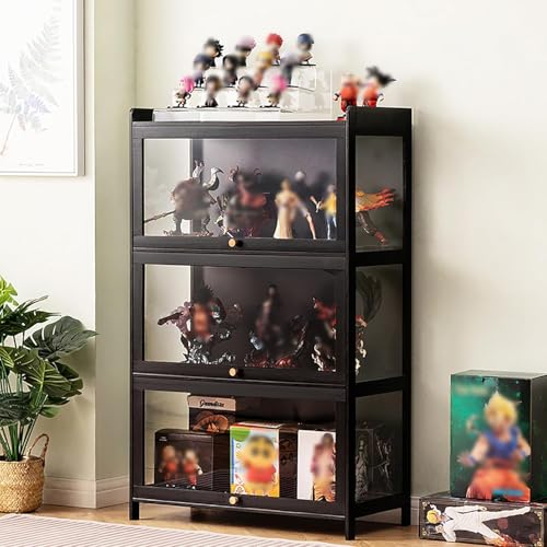 Curio Vitrine Curio Vitrine Vitrinen Für Sammlerstücke Vitrine Glas Vitrine Curio Cabinet Figur Vitrine Schrank China Schrank Aufbewahrungsschrank, Black, 70×33×111cm/27.5×13×43.7in von Generic