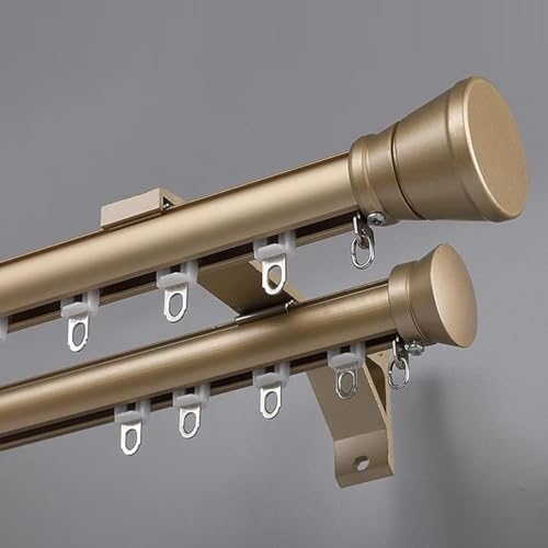 Curtai Rail Double Curtai Track Wall Mouted, Dekorative Bay Widow Curtai Stange Mit Kompletten Kits, Home Balcoy Livig Raum Vorhänge Stange Doppelschienen, Gold, 2m (6.6ft) von Generic