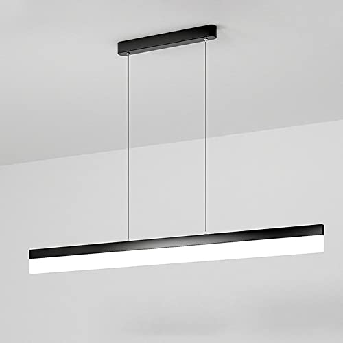 DIY-Pendelleuchten für Konferenzräume, lineare Hängeleuchte aus Aluminium mit Lampenschirm aus Acryl-Lichtleiterplatte, Moderne LED-Hängelampe, Esszimmer mit schwarzen Streifen, 6000 K von Generic