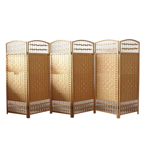 DIY Rattanweb-Raumteiler, 4–6 Paneele, Kurzer Raumteiler, Kleiner Paravent for Den Kindergarten, Faltbare Wand for Arbeitszimmer, Büro, Schlafsaal(Beige,47.24 x 15.74in-6 Panels) von Generic