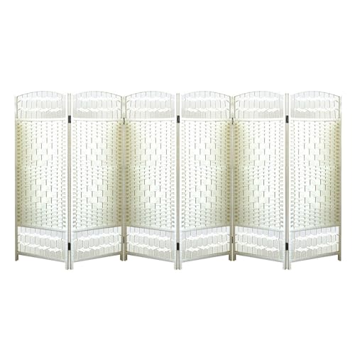 DIY Rattanweb-Raumteiler, 4–6 Paneele, Kurzer Raumteiler, Kleiner Paravent for Den Kindergarten, Faltbare Wand for Arbeitszimmer, Büro, Schlafsaal(White,47.24 x 15.74in-6 Panels) von Generic