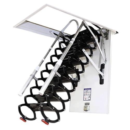 Dachbodenleiter Elektrische Dachbodenleiter Decken-Dachbodenleiter Ausziehbare Dachbodenleiter Aluminium-Magnesium-Legierung Klappbare Teleskopleiter Sicherheit(70x100cm) von Generic
