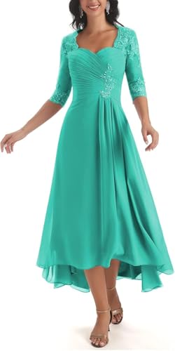 Damen Spitze Gerafft Chiffon Mutter Der Braut Kleider Langes Formelles Hochzeitsgastkleid Abendkleid Mit 3/4 Ärmeln, Turquoise, 4XL Damen Spitze Gerafft Chiffon Mutter Der Braut Kleider Langes Formelles Hochzeitsgastkleid Abendkleid Mit 3/4 Ärmeln, Turquoise, 4XL von Generic