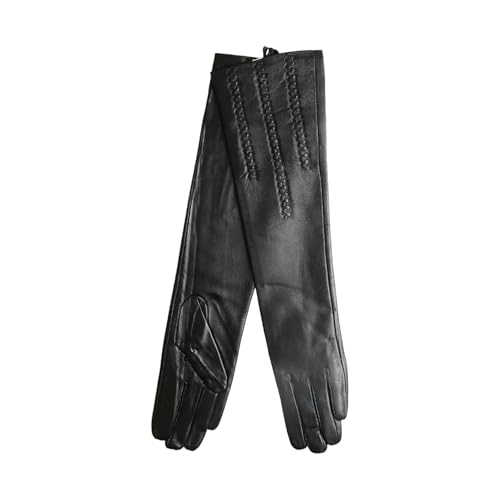 Damen Winter Echtes Leder Lange Handschuhe Lammfell Mode Lange Handschuhe, A1, 6.5 von Generic