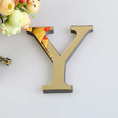 Dantazz Wandaufkleber 26 Alphabet Acryl Spiegel Wandsticker 3D DIY Wandspiegel Selbstklebend Abnehmbare Buchstaben Acrylspiegel Kreative Wandtattoo, für Kinderzimmer Schlafzimmer Deko (15cm, Y) von Generic