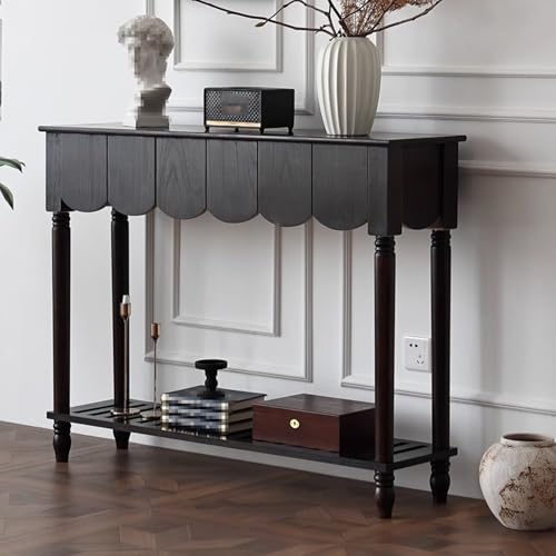 Dark Wood Entryway Console Table with Drawers Abgerundete Kanten Konsolentisch mit Schubladen Inklusive Bodenablage Verstärkte Beine Geeignet für Flure und Wohnzimmer(B,118 * 32 * 90cm) von Generic