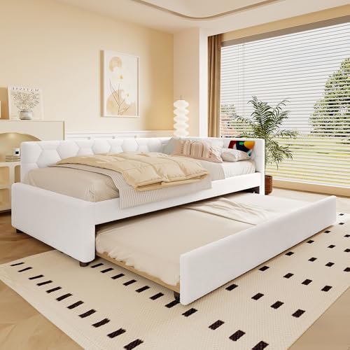 Daybett mit Nachttischlampe Tagesbett mit USB-Anschluss Typ-C Einzelbett mit Lattenrost Schlafsofa für Erwachsene Jugendliche Gästebett Ohne Matratze Weiß mit Ausziehbett 90x200 cm Daybett mit Nachttischlampe Tagesbett mit USB-Anschluss Typ-C Einzelbett mit Lattenrost Schlafsofa für Erwachsene Jugendliche Gästebett Ohne Matratze Weiß mit Ausziehbett 90x200 cm von Generic