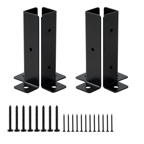 Deck Post Base - Einstellbarer Zaunanker, Heavy Duty Post Unterstützung | Pulverbeschichtete Stahlbefestigung Holzpfosten, flacher Außenbau, Universal-Montagesystem Reifen von Generic