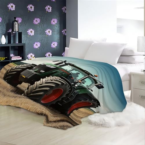 Decke 180 x 220 cm Kuscheldecken Sanft Flanell Weich Fleecedecke Schwarzer Fendt-Traktor Bedruckte Decke für das Schlafzimmer Unschlagbar Weich Und Gemütlich Grau von Generic