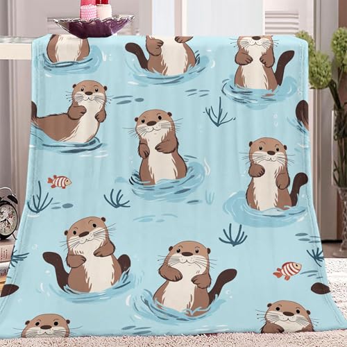 Decke Werfen 150 x 200 cm Fleece Decke für Mädchen Erwachsene mit Muster Süßer Otter Flanell Mikrofaser 3D Kuscheldecke Blau Weiche Sofadecke Couchdecke Decke Werfen 150 x 200 cm Fleece Decke für Mädchen Erwachsene mit Muster Süßer Otter Flanell Mikrofaser 3D Kuscheldecke Blau Weiche Sofadecke Couchdecke von Generic