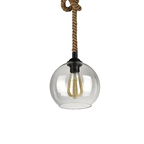 Deckenlampe im Retro-Stil, Dekorativer Lampenschirm aus Hanfseilglas, Hängelampe mit E27-Sockel und Einzelkopf, Pendellampe für Bekleidungsgeschäfte Deckenlampe im Retro-Stil, Dekorativer Lampenschirm aus Hanfseilglas, Hängelampe mit E27-Sockel und Einzelkopf, Pendellampe für Bekleidungsgeschäfte von Generic