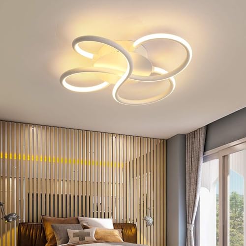 Deckenleuchten Einbauleuchte Wohn Esszimmer Schlafzimmer Leuchte Dimmbar Mit Fernbedienung, Led Moderne Blume Design Lampe Acrylschirm Deco Kronleuchter Für Lounge Flurbeleuchtung, White, D42cm von Generic
