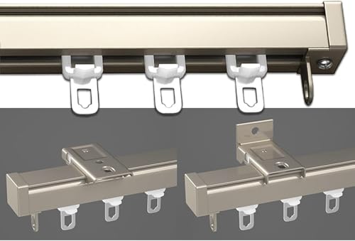 Deckenschiene Für Vorhang 1~6 Meter Wandschiene Für Vorhang Metall Aluminiumschiene Hochleistungs-vorhangschienen Mit Stummen Vorhangrollen Und Haken, Gold, 360cm von Generic
