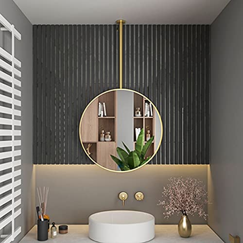 Deckenspiegel | Dekorativer Wandspiegel, schwebender Spiegel mit Ausleger, runder Wandspiegel mit Metallrahmen für Wohnzimmer, Schlafzimmer, Gold (Größe: 40 cm + 80 cm Ausleger) von Generic