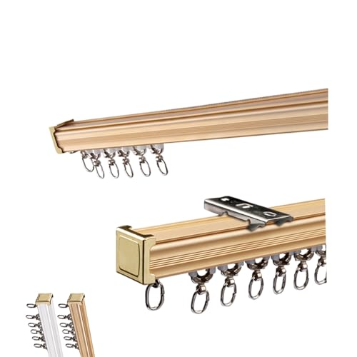 Deckenvorhangschiene Schiebevorhangschiene Aluminium Raumteiler Gardinenstange Schwerlast Vorhangschiene für Decke Oder Wand(Gold-top,600cm(4 * 150cm)) von Generic