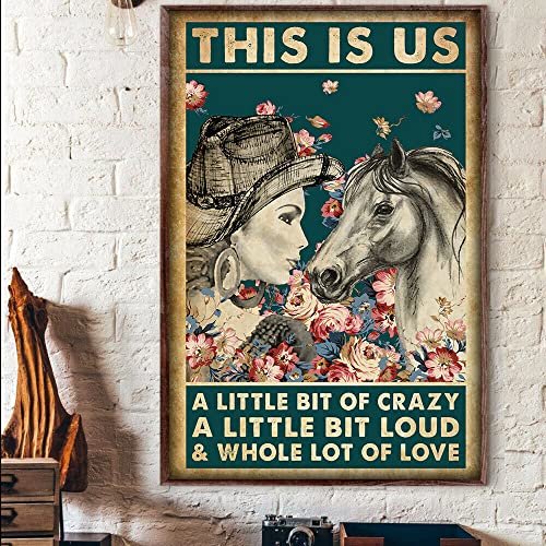Deko Hängeschild Lustiges Metall Schilder Metall Metallschild Für Garage Wohnzimmer Badezimmer 20X30Cm Cowgirl Das Sind Wir Ein Bisschen Verrückt Laut Liebe Reiten Horse Lustig von Generic