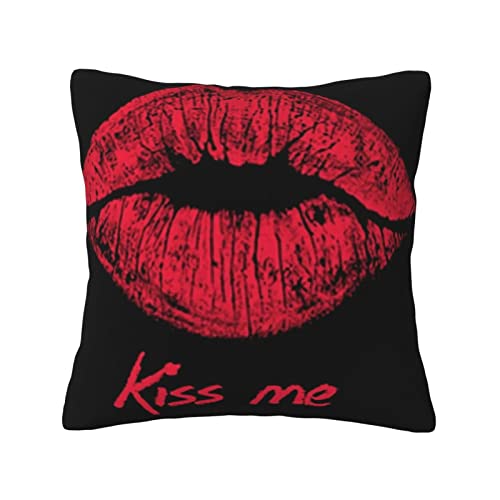 Deko-Kissenbezüge, 45,7 x 45,7 cm, dekorativer Samt-Kissenbezug, quadratischer Reißverschluss, Kissenbezüge für Heimdekoration – Kiss Lips Love von Generic