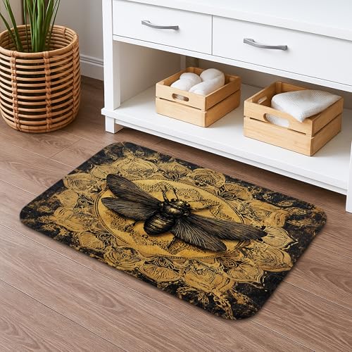 Dekorative Badematte mit antikem Bienen-Motiv, Vintage-Goldfarben, saugfähig, rutschfest, Duschvorleger, Herbst-Memory-Schaum, waschbar, Badteppich für Badezimmer, WC, Toilette, 40,6 x 61 cm Dekorative Badematte mit antikem Bienen-Motiv, Vintage-Goldfarben, saugfähig, rutschfest, Duschvorleger, Herbst-Memory-Schaum, waschbar, Badteppich für Badezimmer, WC, Toilette, 40,6 x 61 cm von Generic