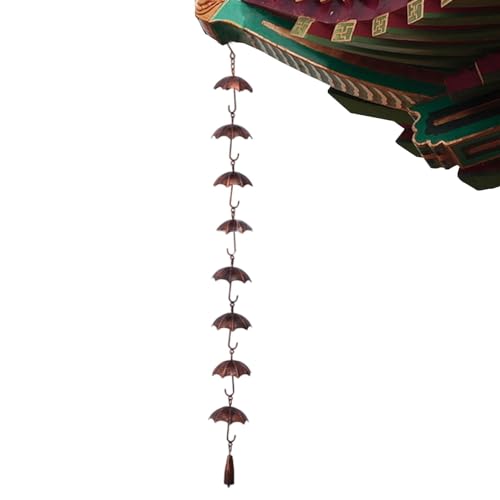 Dekoratives Regenset – Ketten für Dachrinnen, Regenschirmkette aus Metall | Regensammler für den Außenbereich | Regenwasserabweiser mit 39,4 Zoll Metallkette für Dachrinne von Generic