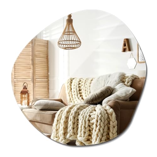 Design Spiegel 57,5x58cm | Asymmetrischer Spiegel Wolke ohne Rahmen | Deko Wandspiegel für Wohnzimmer, Flur, Bad | Modern & zeitlos | Skandi-Look von Generic