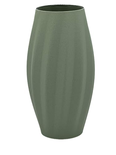 Designer Vase Aura - Pastell-Edition Größe L (17cm), Dekovase/Blumenvase für Schnittblumen und Trockenblumen, wasserdicht inklusive Glaseinsatz (Grün) von Generic