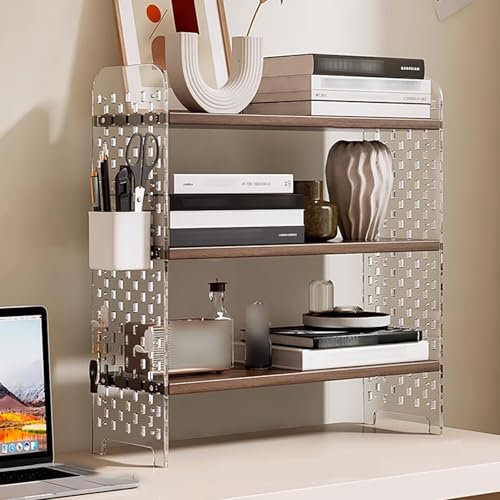 Desk Organizer, Schreibtischregal Desk Shelf mit Transparentem Acryl Hakenbrett Multifunktional, Starke Tragfähigkeit Platzsparend for Wohnheim Haus Büro(Natural,40X20X60) von Generic