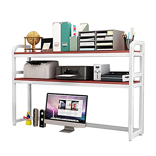 Desktop Bookshelf Desktop Bookshelf Storage Organizer, 2 Tier Adjustable Desk Bookshelf, Desktop Bookcase for Computer Desk, Wood Metal Printer Stand Supplies Organizers, for Home School von Generic