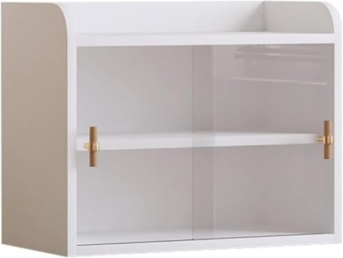 Desktop-Regal-aufbewahrungsschrank, Kosmetik-aufbewahrungsbox Mit Transparenter Acryl-schranktür, Schreibtisch Kleiner Büroschrank, 48x24x38cm White Transparent von Generic