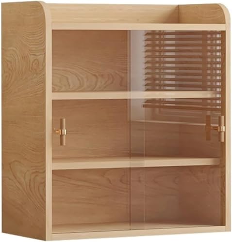 Desktop-Regal-aufbewahrungsschrank, Kosmetik-aufbewahrungsbox Mit Transparenter Acryl-schranktür, Schreibtisch Kleiner Büroschrank, 48x24x53.7cm Wood Transparent von Generic