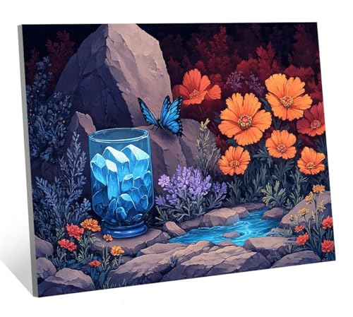 Diamond Painting Erwachsene Blume Diamond Painting Kinder, DIY Full Drill Schmetterling Diamant Malerei Erwachsene Set, Basteln Mädchen 7 10 Jahre Diamant Bilder, für Haus Dekoration 70x100 cm H-6018 von Generic