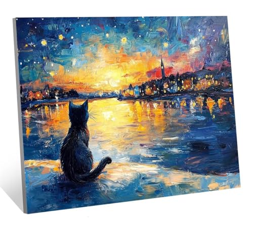 Diamond Painting Erwachsene Katze Diamond Painting Kinder, DIY Full Drill Sternenhimmel Diamant Malerei Erwachsene Set, Basteln Mädchen 7 10 Jahre Diamant Bilder, für Haus Dekoration 20x30 cm H-5892 von Generic