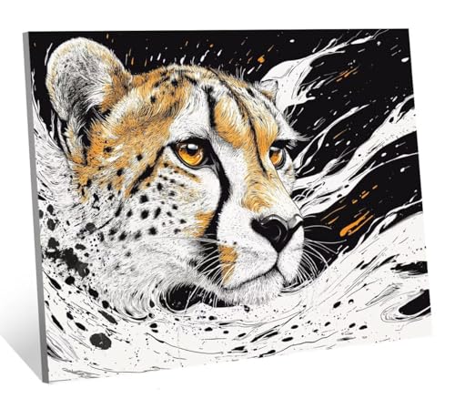 Diamond Painting Erwachsene Tier Diamond Painting Kinder, DIY Leopard Diamant Malerei Erwachsene Set, Basteln Mädchen 7 10 Jahre Diamant Bilder, Als Geschenk, für Haus Dekoration 45x60 cm H-5235 von Generic