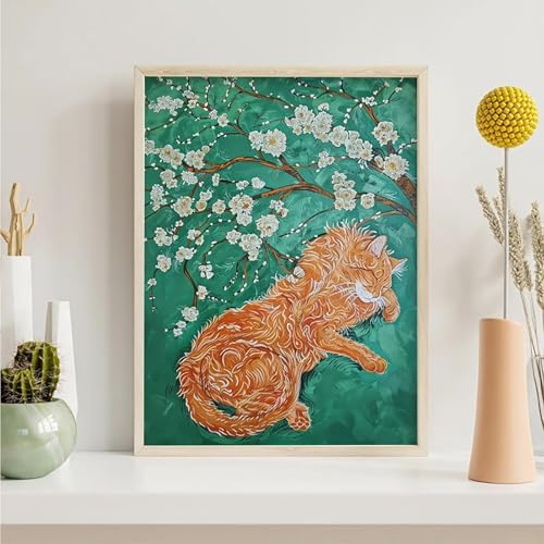 Diamond Painting Katze, Blume Diamond Painting Erwachsene Anfänger, DIY 5D Runder Vollbohrer Diamant Malerei Stickerei Set Kreuzstich Set zur Home Wand Dekoration Geschenke 80x100cm PjY4710 I-G Diamond Painting Katze, Blume Diamond Painting Erwachsene Anfänger, DIY 5D Runder Vollbohrer Diamant Malerei Stickerei Set Kreuzstich Set zur Home Wand Dekoration Geschenke 80x100cm PjY4710 I-G von Generic