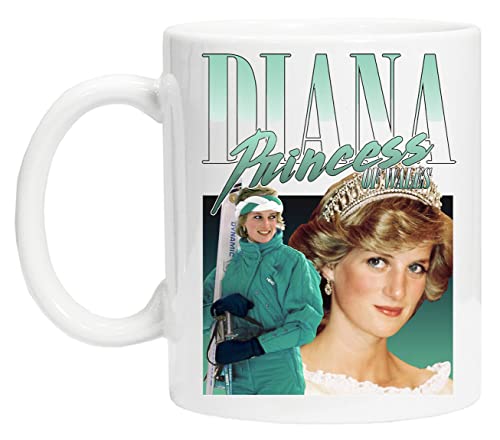 Diana Princess Of Wales 90s Style Wiederverwendbare Tasse aus weißem Glas für Tee und Kaffee Coffe Cup von Generic