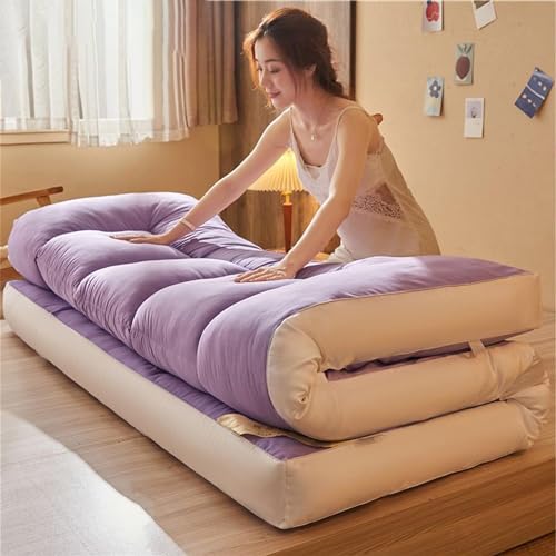 Dicke Bodenmatratze, Faltbares Roll-Futon, Tragbare Gäste-Isomatte, Weiche Matte Für Sofa, Liege, Couch, Gäste-Schlafsaal(Purple,71x79in) von Generic